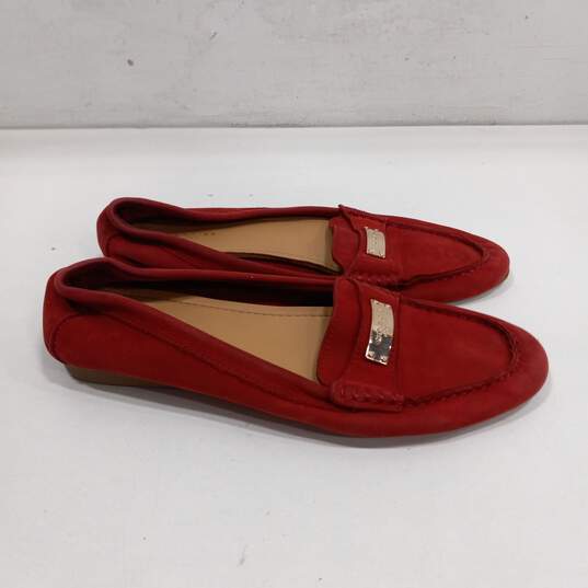 Women's A9127 Fredrica Nubuck Red Suede Loafers Size 8B image number 2