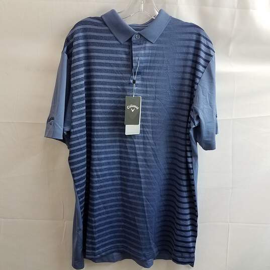 Callaway Striped Blue Golf Polo Shirt Size M NEW image number 1