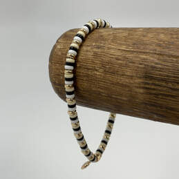 Designer J. Crew Gold-Tone White Black Stacking Seed Beaded Bracelet