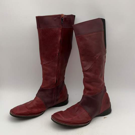 Sergio Tamani Womens Maroon Round Toe Side Zip Tall Knee High Boots Size 40 image number 1