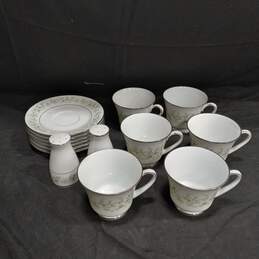 Set of Noritake Savannah Cups & Saucers w/ Salt & Pepper Shakers