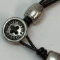 Designer Fossil Silver-Tone Leather Cord Multi Strand Beaded Wrap Bracelet image number 4