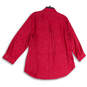 NWT Womens Red Long Sleeve Spread Collar Pockets Button-Up Shirt Size 1X image number 2
