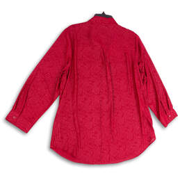 NWT Womens Red Long Sleeve Spread Collar Pockets Button-Up Shirt Size 1X alternative image