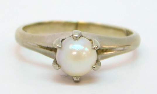 Vintage 10K White Gold Pearl Ring- For Repair 2.0g image number 2