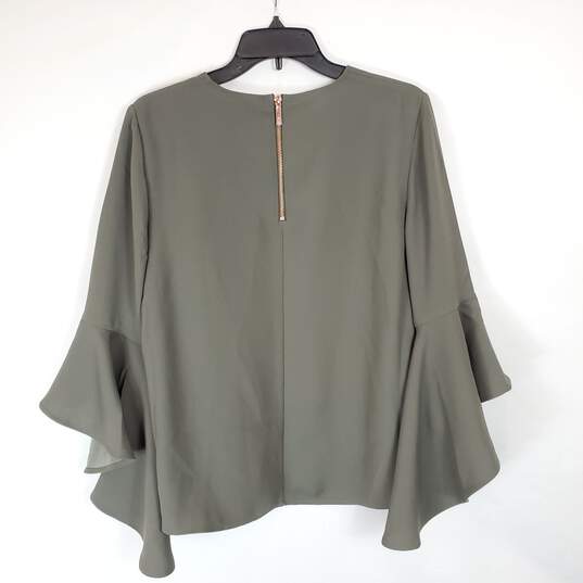 Ted Baker Women Olive Green L/S Top NWT sz 3 image number 2