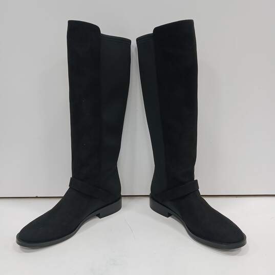 Women's Black Suede Riding Boots Size 7 image number 2