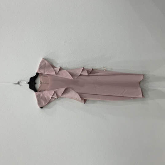 Womens Pink Ruffle Bridesmaid Announcement Back Zip Sheath Dress Size XXS image number 1