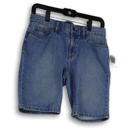 NWT Womens Blue Medium Wash Pockets Denim Straight Leg Boyfriend Shorts 4