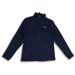 Patagonia Mens Navy Blue Mock Neck Long Sleeve Quarter Zip Jackets Size Small