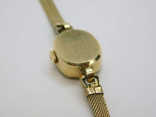 14K Gold Vintage Elgin Swiss Mesh Chain Ladies Watch 11.2g image number 3