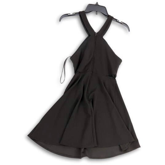 Womens Black Sleeveless Back Zip Halter Neck Short Mini Dress Size 3/4 image number 2