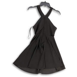 Womens Black Sleeveless Back Zip Halter Neck Short Mini Dress Size 3/4 alternative image