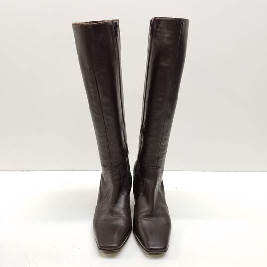 Via Spiga Italy Brown Leather Knee Riding Zip Heel Boots Shoes Size 7.5 M image number 5