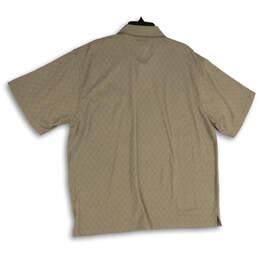 NWT Mens Brown Geometric Spread Collar Short Sleeve Polo Shirt Size XXL alternative image