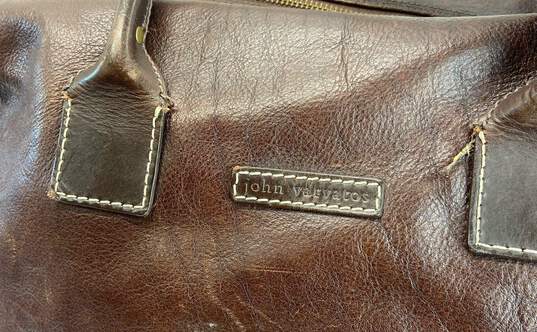 John Varvatos Large Brown Leather Duffle Bag image number 2