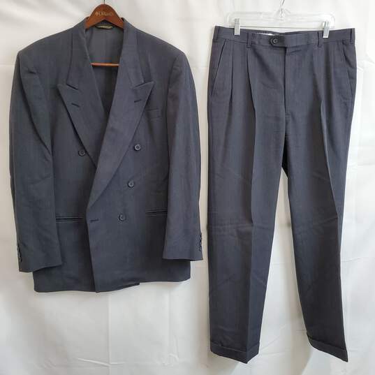 Men's charcoal gray wool jacket and suit pants image number 1
