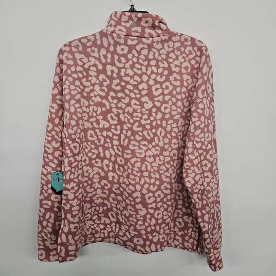 Pink Spotted Fleece Zip Long Sleeve Sweater image number 2