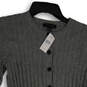 NWT Womens Gray Ribbed Long Sleeve Button Front Cardigan Sweater Size M image number 3