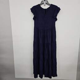 Navy Blue Ruched Flutter Short Sleeve Dress alternative image