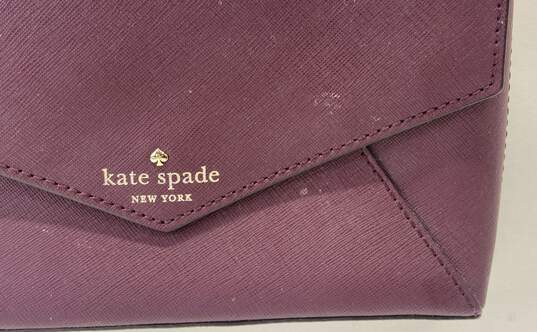 Kate Spade Saffiano Leather Flap Crossbody Bag Plum image number 6