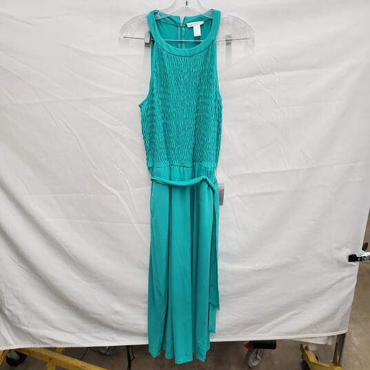 NWT London Times Fashion Polyester Blend Teal Jump Suit Dress Size 16-US image number 1