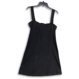 Womens Black Wide Strap Square Neck Button Front Mini Dress Size Medium alternative image