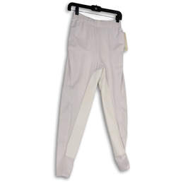NWT Womens White Elastic Waist Pull-On Riding Ankle Pants Size M Tall