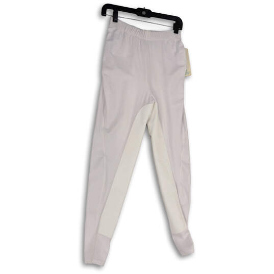 NWT Womens White Elastic Waist Pull-On Riding Ankle Pants Size M Tall image number 1