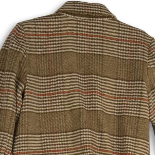 NWT Evereve Womens Rose Brown Plaid Long Sleeve Button Front Overcoat Size S image number 4