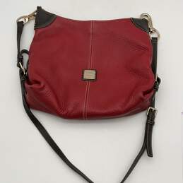 Womens Red Pebble Leather Adjustable Strap Inner Pockets Crossbody Bag