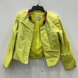 Womens Yellow Beaded Three-Piece Crop Top Blazer & Skirt Suit Set Size 12 alternative image