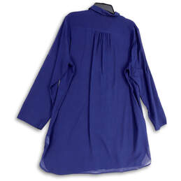 Womens Blue Long Sleeve Pointed Collar Regular Fit Button-Up Shirt Sz XL 18 alternative image