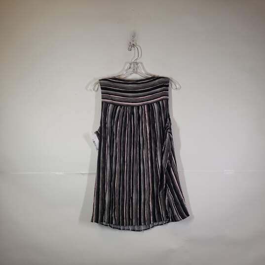 NWT Womens Striped Sleeveless Round Neck Keyhole Pullover Tank Top Size 0 image number 2
