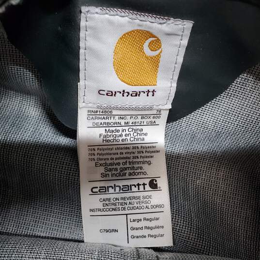 Carhartt Heavy Duty PVC Waterproof Workwear Hooded Black Rain Jacket Men's LG image number 6