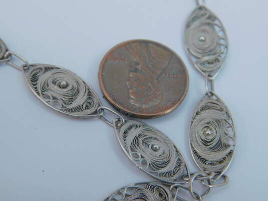 Vintage Sterling Silver Filigree Link Necklace 17.0g image number 5