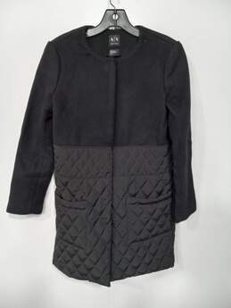 Armani Exchange Black Wool Blend Overcoat Women's Size PS
