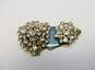 Vintage Silvertone Icy Rhinestones Snowflake Clip On Earrings Flower & Triangle Cluster Brooches & Bracelet 62.2g image number 4