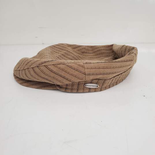 Mayser Concord Brown Stripe Flat Cap w/ Cool Max Lining Sz-62 w/ Tags image number 2