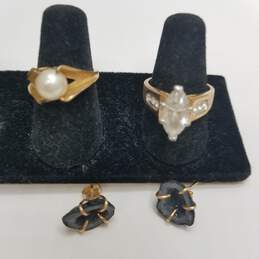 Gold Filled FW Pearl Gode & Cubic Zirconia Jewerly Bundle 3 pcs 9.7g alternative image