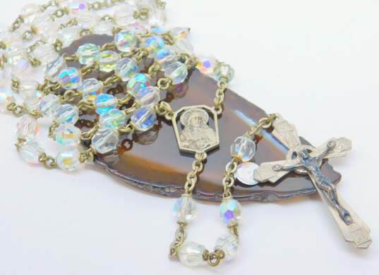 Vintage Icy Aurora Borealis Rosary Prayer Beads 45.2g image number 1