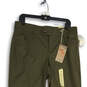 NWT Womens Green Flat Front Pockets Button Bootcut Leg Dress Pants Size 12 image number 3