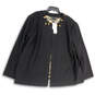 NWT Womens Black Embellished Round Neck Long Sleeve Collarless Jacket Sz 4X image number 1