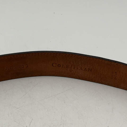 Mens Brown Leather Adjustable Single Tongue Buckle Waist Belt Size 34 image number 3