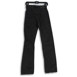 NWT Womens Black 90's Baggy Denim Distressed Straight Leg Jeans Size 00R alternative image