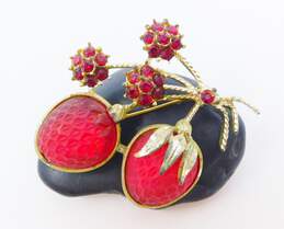 Vintage 1960s Sarah Coventry Strawberry Festival Gold Tone Statement Brooch