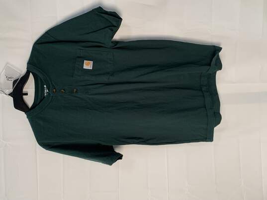 Men's Green Carhartt Short Sleeve Casual Shirt Size: Medium image number 2