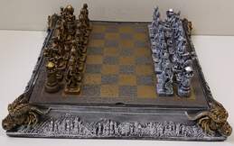 Pewter Medieval Knight Chess Board & Figures