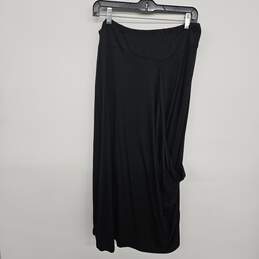 Draped Black Long Maxi Skirt