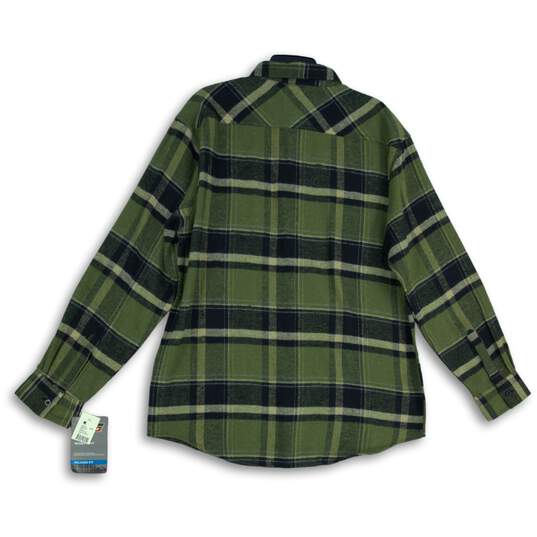 NWT Genuine Dickies Mens Green Plaid Spread Collar Button-Up Shirt Size Large image number 2